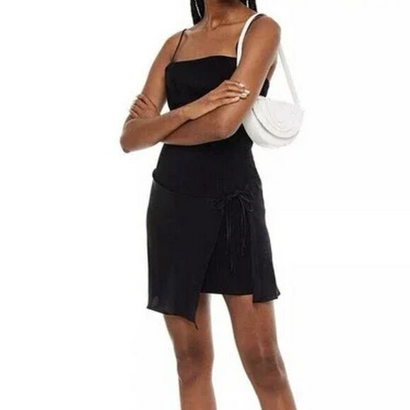 Cinq a Sept Hilary Crepe Silk Faux Wrap Mini Dress LBD - Picture 3 of 11